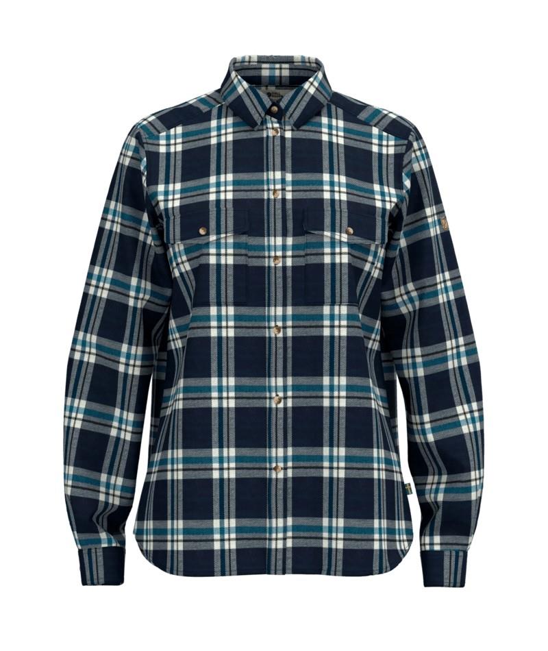 Ovik Heavy Flannel Shirt - Womens - navy / eggshell 1