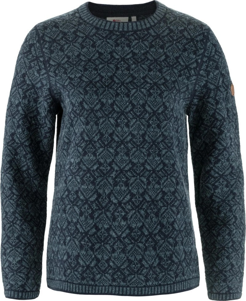 Snow Round Neck Sweater - Womens - dark navy 1