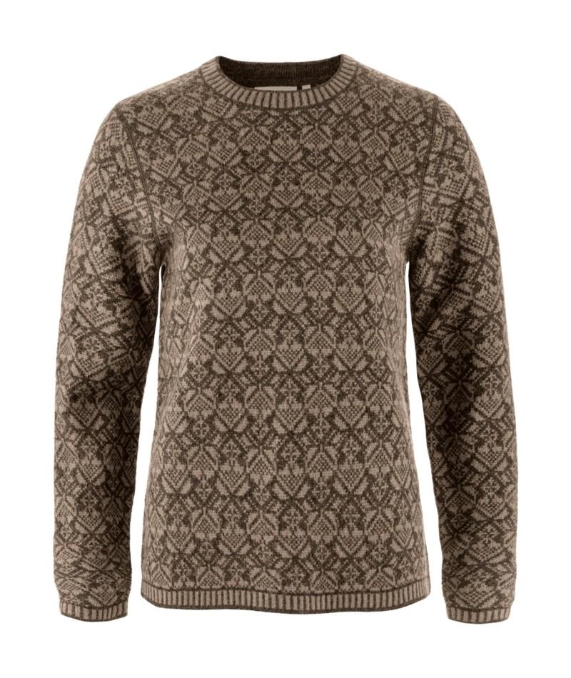 Snow Round Neck Sweater - Womens - suede brown 1