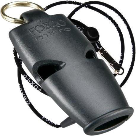 Micro Pealess Whistle with Lanyard - Black 1