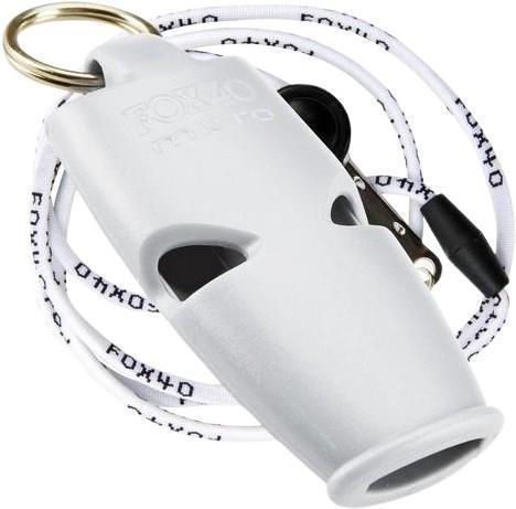 Micro Pealess Whistle with Lanyard - White 1