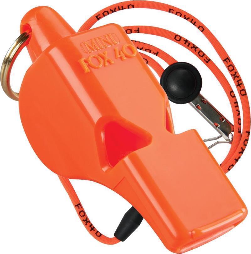 Mini Pealess Whistle with Lanyard - orange 1