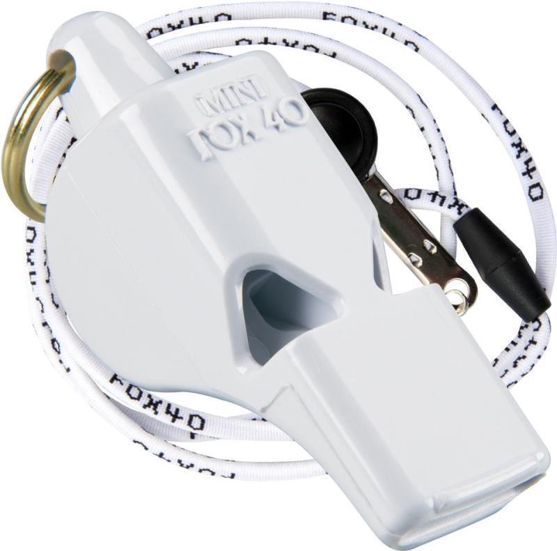 Mini Pealess Whistle with Lanyard - white 1