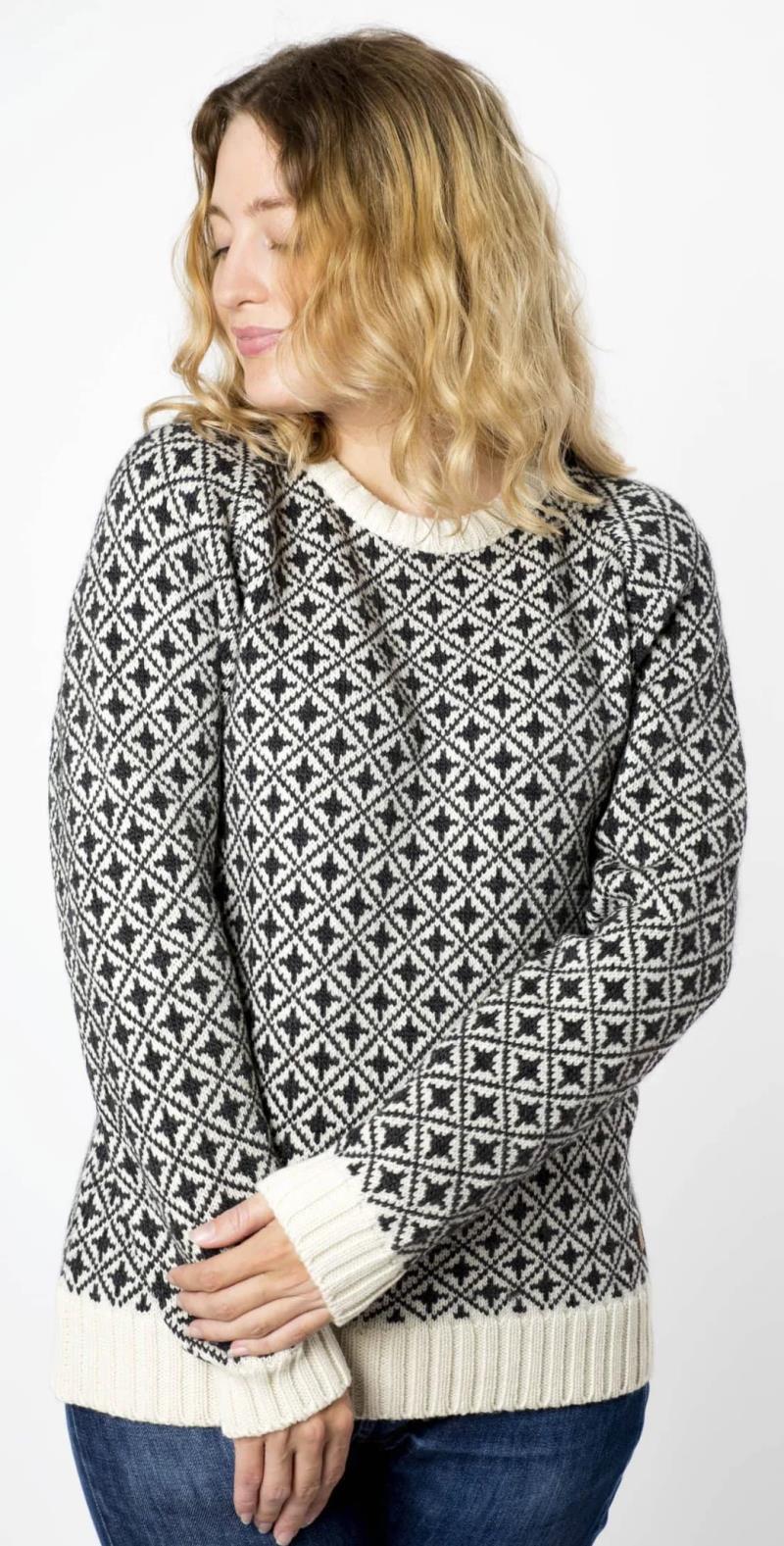 Alma Round Neck Sweater, 100% Merino - Womens - Coal 2