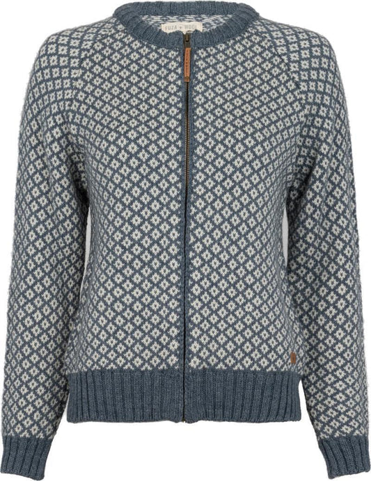 Iris Cardi, 100% Merino - Womens - silver blue 1