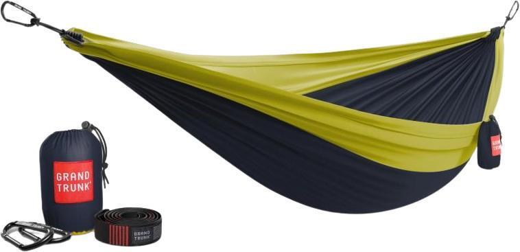 Double Deluxe Hammock with Straps - Collegiate Navy / Chartreuse 1