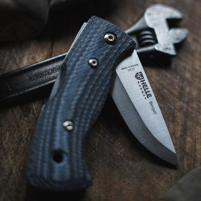 Berget 12C27 Knife - denim micarta 1