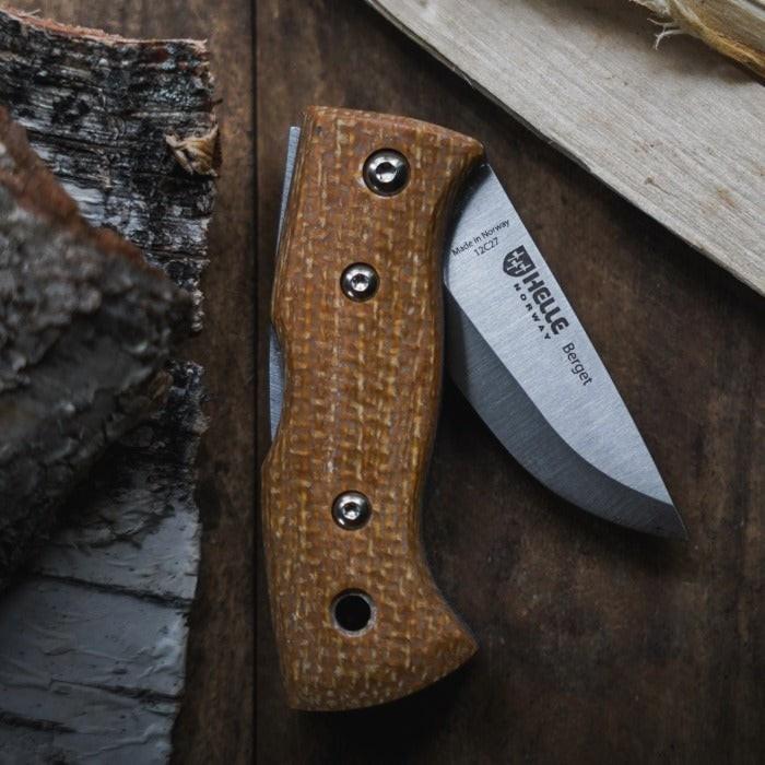 Berget 12C27 Knife - mustard jute micarta 1
