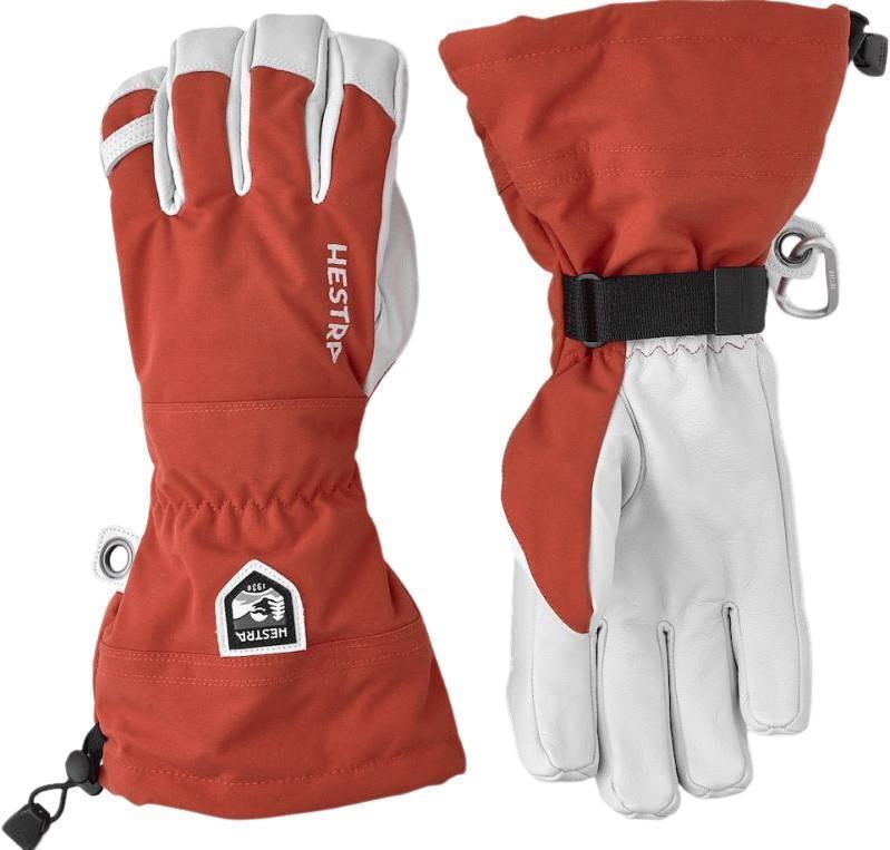 Army Leather Heli Ski Gloves - Light Red 1