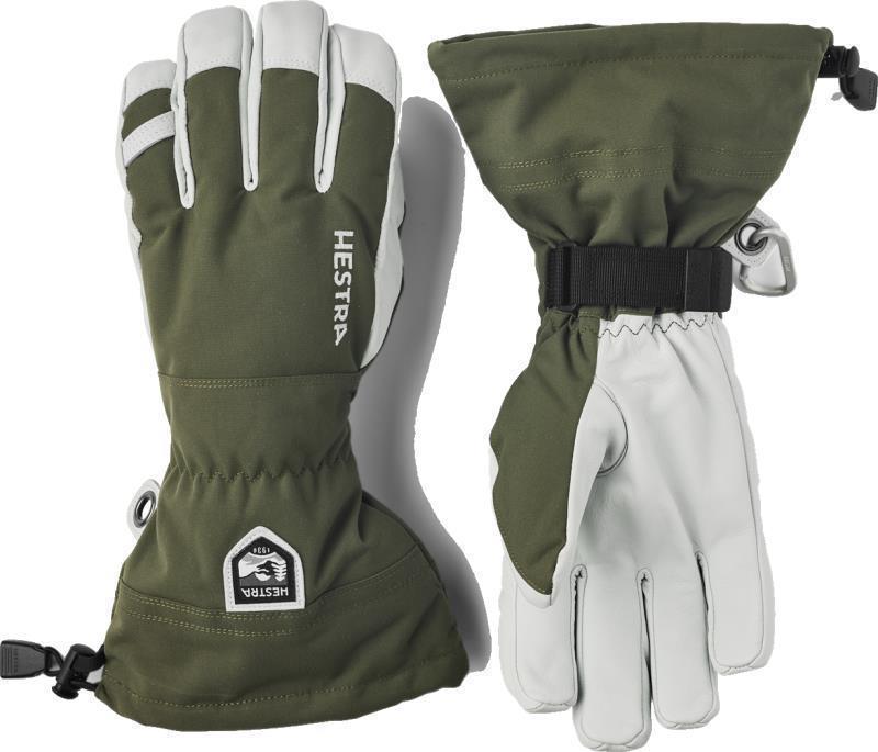 Army Leather Heli Ski Gloves - Olive 1