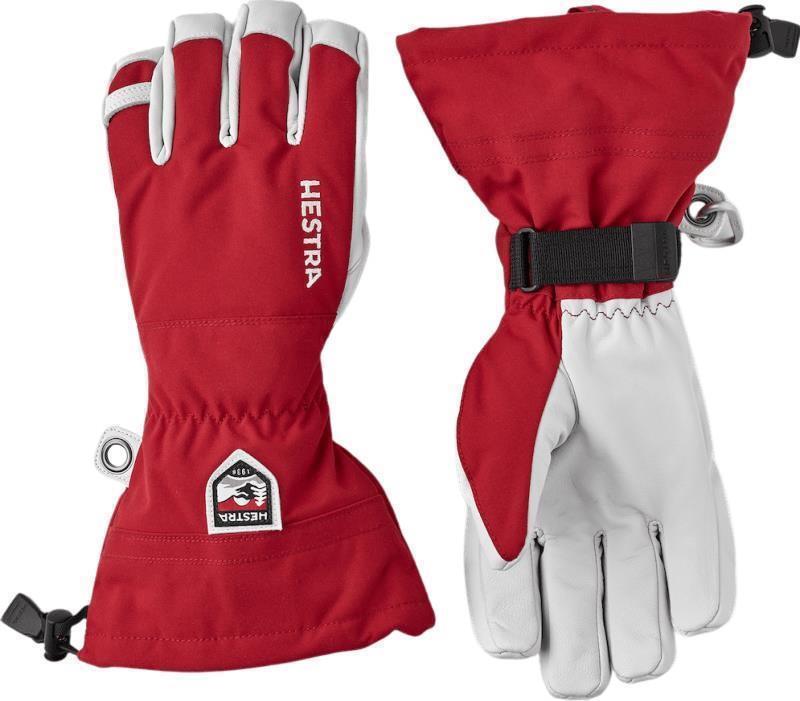 Army Leather Heli Ski Gloves - Red 1
