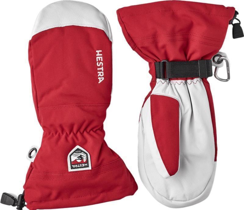 Army Leather Heli Ski Mitts - Red 1