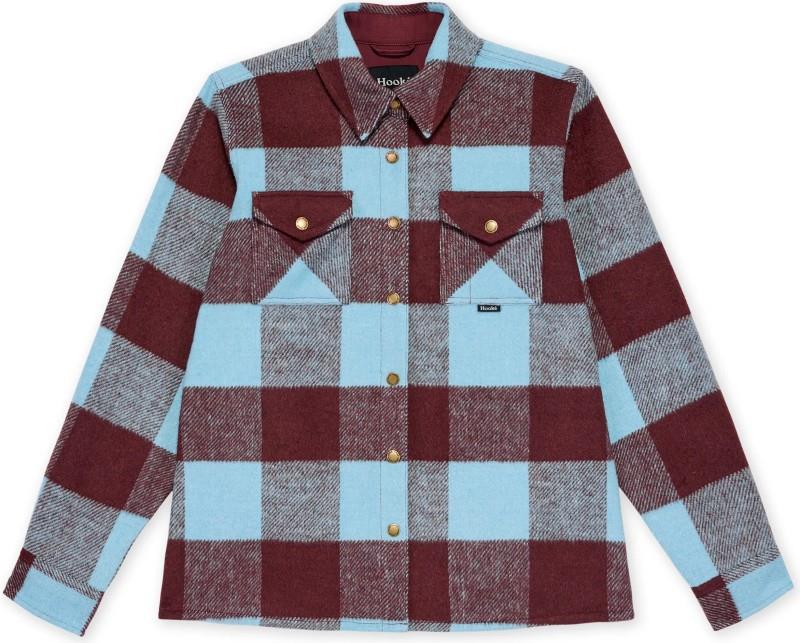Canadian Overshirt - Womens - pale blue / burgundy 1