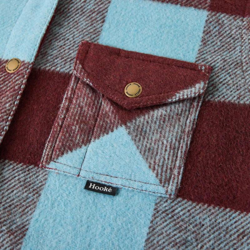 Canadian Overshirt - Womens - pale blue / burgundy 1