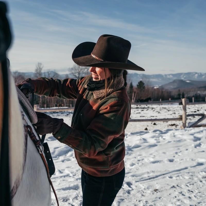 Canadian Pile Work Jacket - Womens - dark green / brown 1