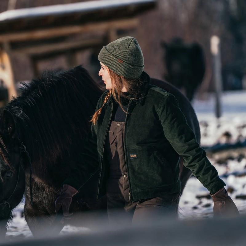 Corduroy Pile Work Jacket - Womens - dark green 1