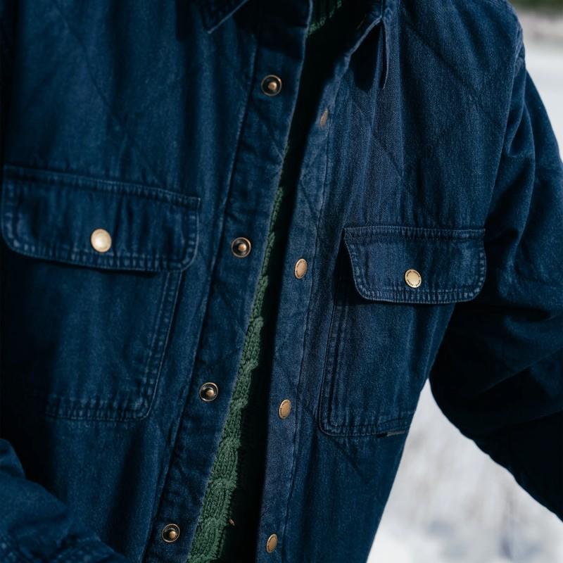 Denim Quilted Jacket Shirt - Mens - blue denim 1
