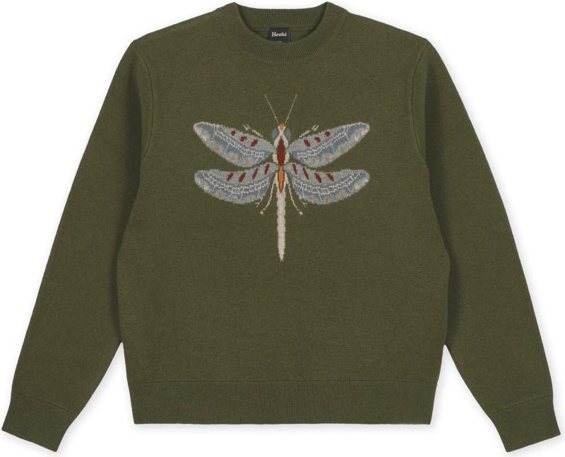 Dragonfly Knit Sweater - Womens - dark green 1