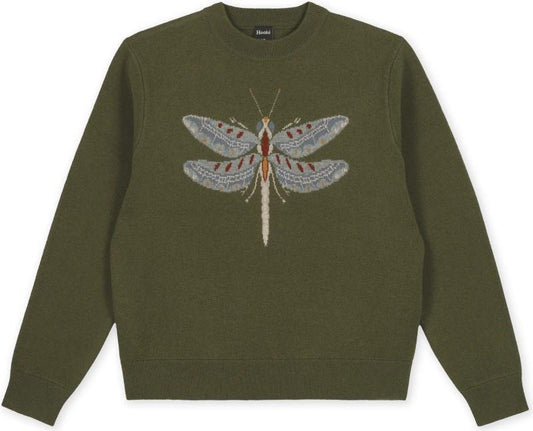 Dragonfly Knit Sweater - Womens - dark green 1