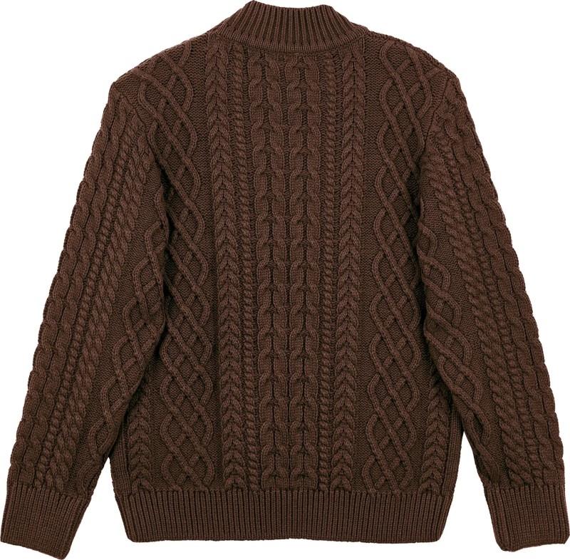 Fisherman Sweater - Mens - dark brown 1