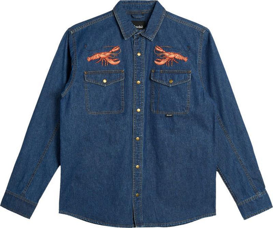 Fishing Lobster Denim Shirt - Mens - blue denim 1