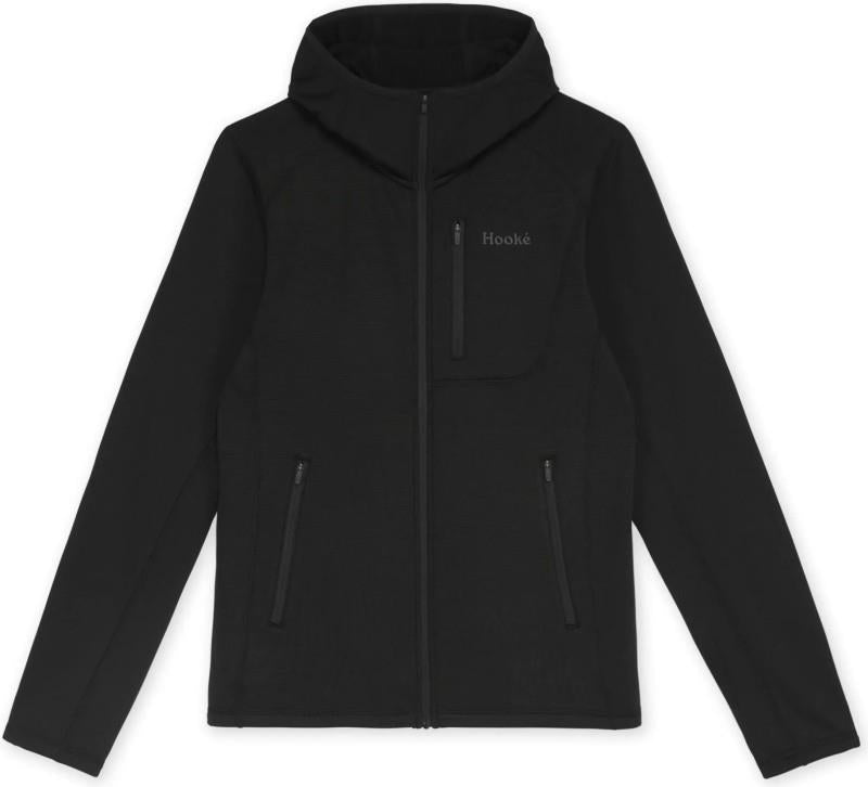 Grid Fleece Full-Zip Hoodie - Womens - black 1