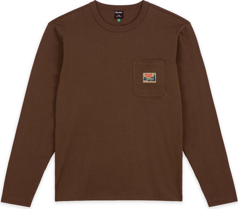 Outside by the River LS Pocket Tee - Mens - Dark Brown 1