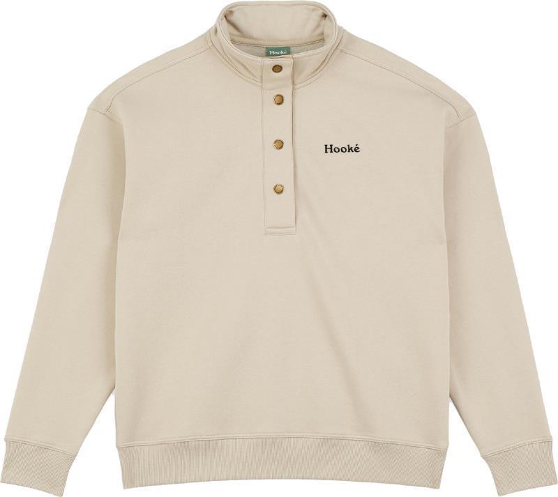 Oversized Half Placket Sweater - Womens - Oatmeal 1