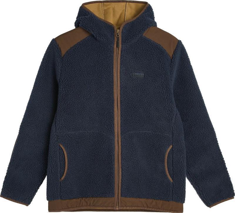 Pile Fleece Hoodie - Mens - navy / dark brown 1