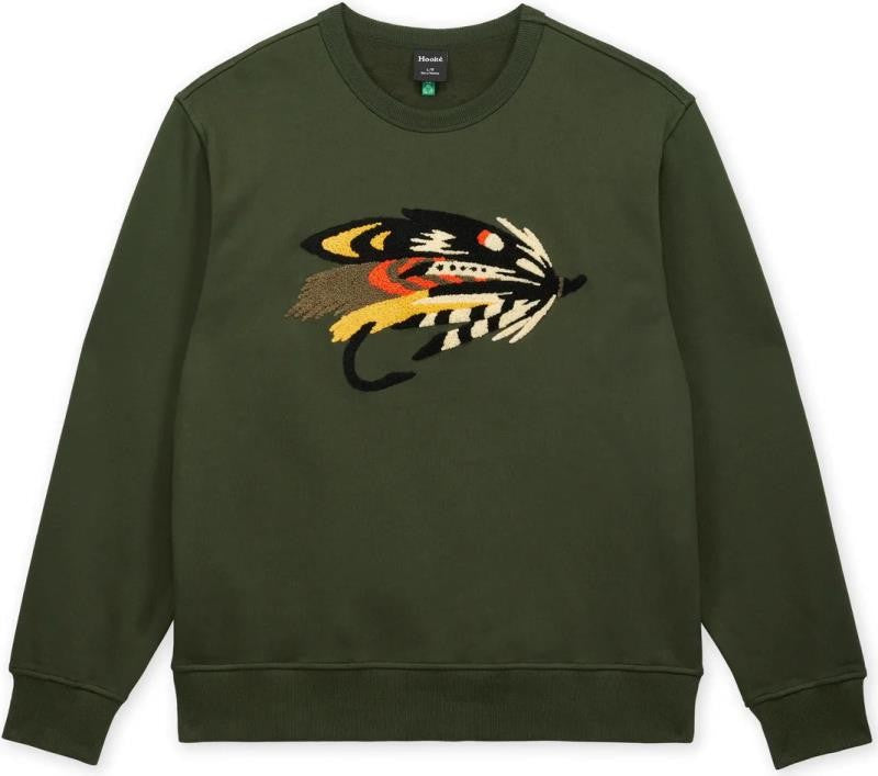 Salmon Fly Crewneck - Mens - dark green 1