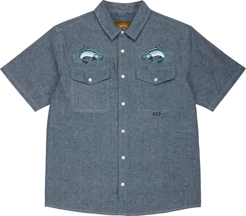 Salmon Fly SS Shirt - Mens - blue chambray 1
