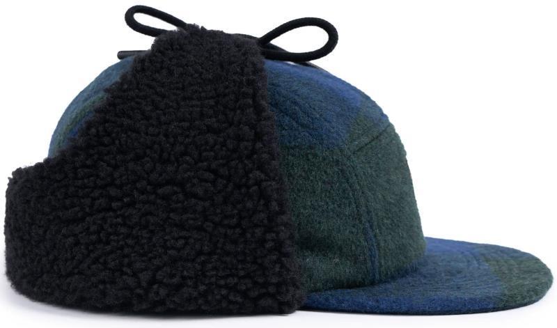 Sherpa Earflap Camper Hat - Navy / Forest Green 2