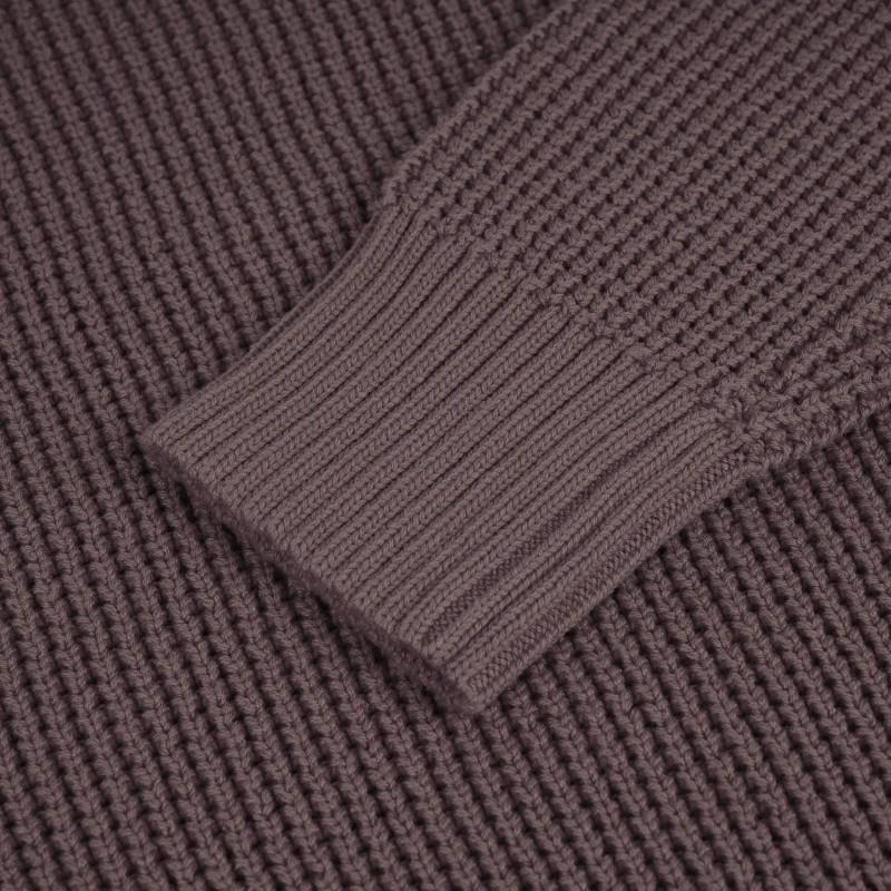 Waffle Knit Sweater - Womens - dark fig 1