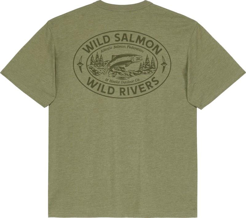 Wild Salmon Wild Rivers T-shirtt - Mens - heather burnt olive 1