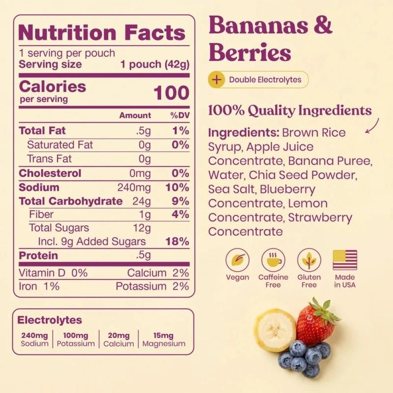 Huma Chia Energy Gel Plus - banana and berries 1