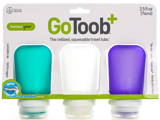 GoToob+ 3-Pack - Medium 2.5oz / 74ml - purple / teal / clear 1