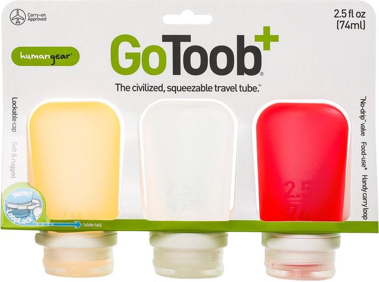 GoToob+ 3-Pack - Medium 2.5oz / 74ml - red / orange / clear 1