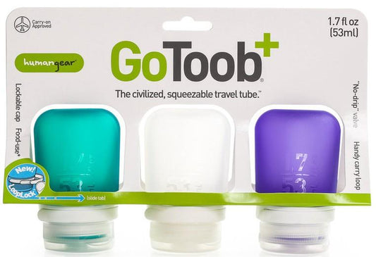 GoToob+ 3-Pack - Small 1.7oz / 53ml - purple / teal / clear 1