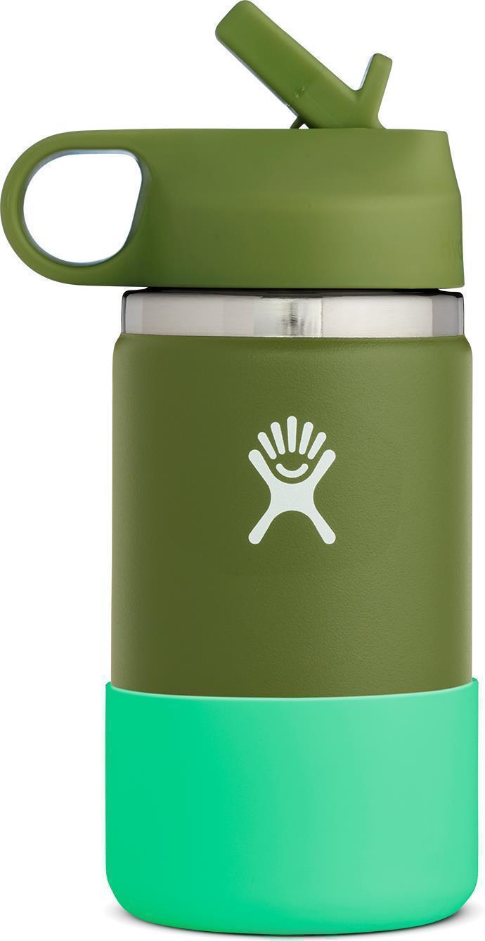354ml / 12oz Wide Mouth w/ Straw Lid & Boot - Kids - Olive / Spearmint 1