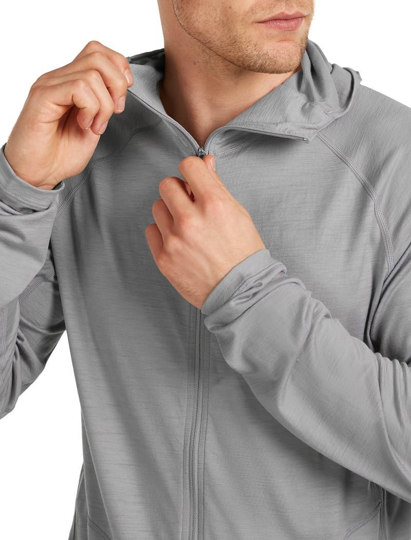 150 MerinoFine Ace LS Zip Hoodie - Mens - proto grey 1