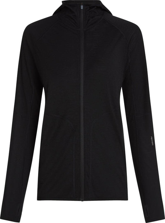 150 MerinoFine Ace LS Zip Hoodie - Womens - black 1