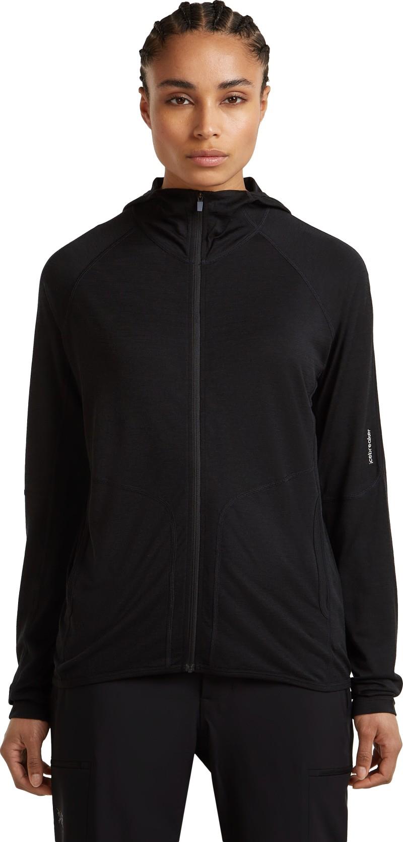 150 MerinoFine Ace LS Zip Hoodie - Womens - black 1