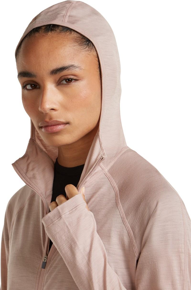 150 MerinoFine Ace LS Zip Hoodie - Womens - pink quartz 1