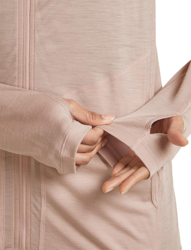 150 MerinoFine Ace LS Zip Hoodie - Womens - pink quartz 1