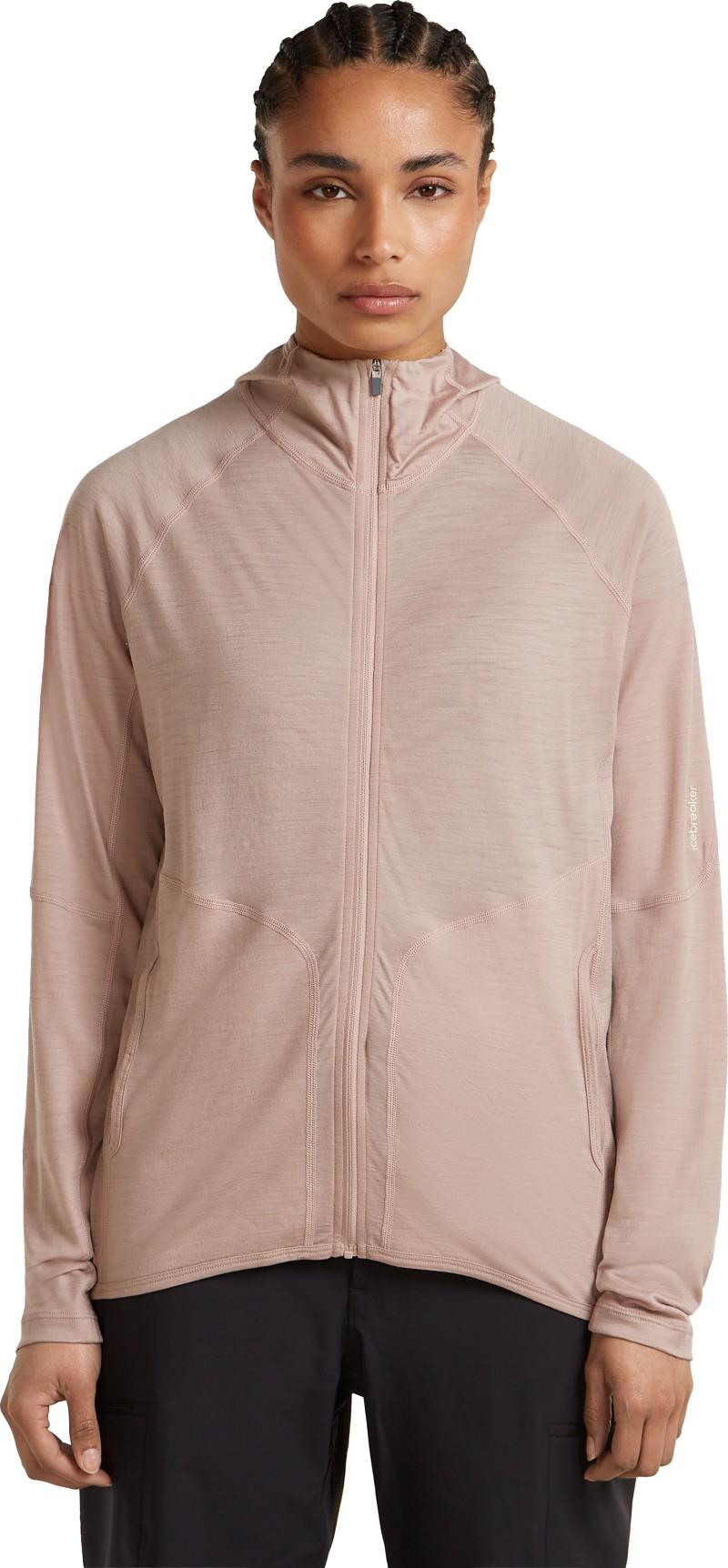 150 MerinoFine Ace LS Zip Hoodie - Womens - pink quartz 1