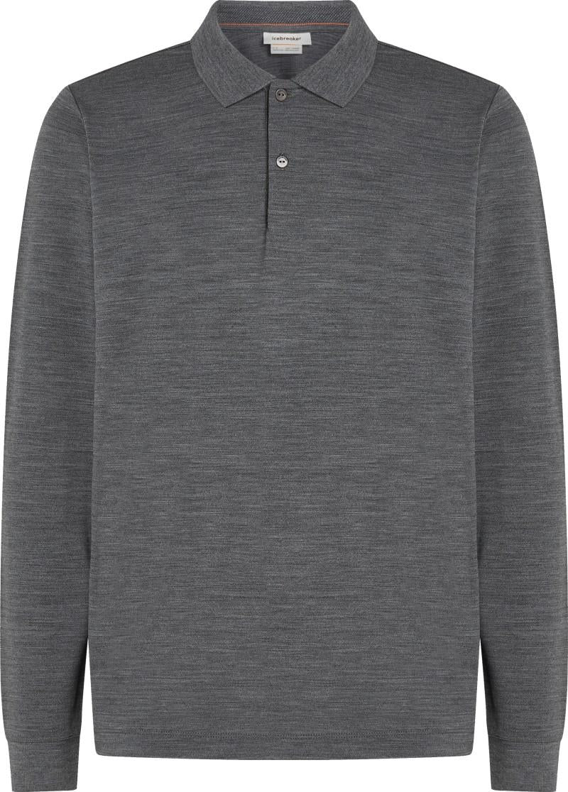 15.5 MerinoFine Pique LS Polo - Mens - gritstone heather 1