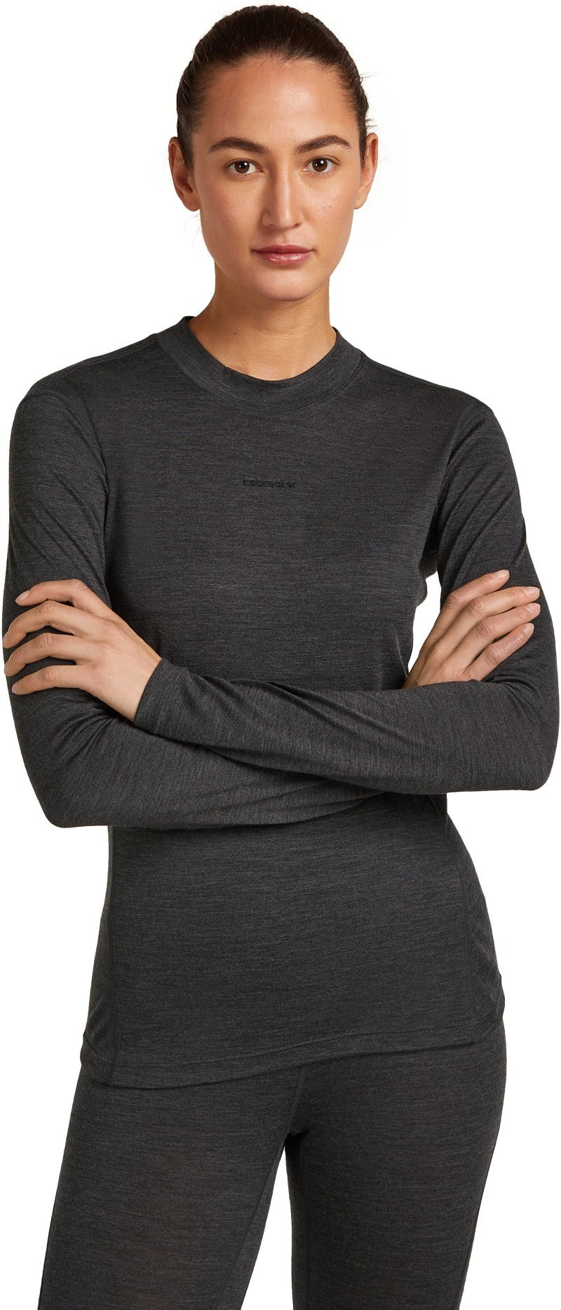 200 MerinoFine Ace LS Mock Neck - Womens - jet heather 1