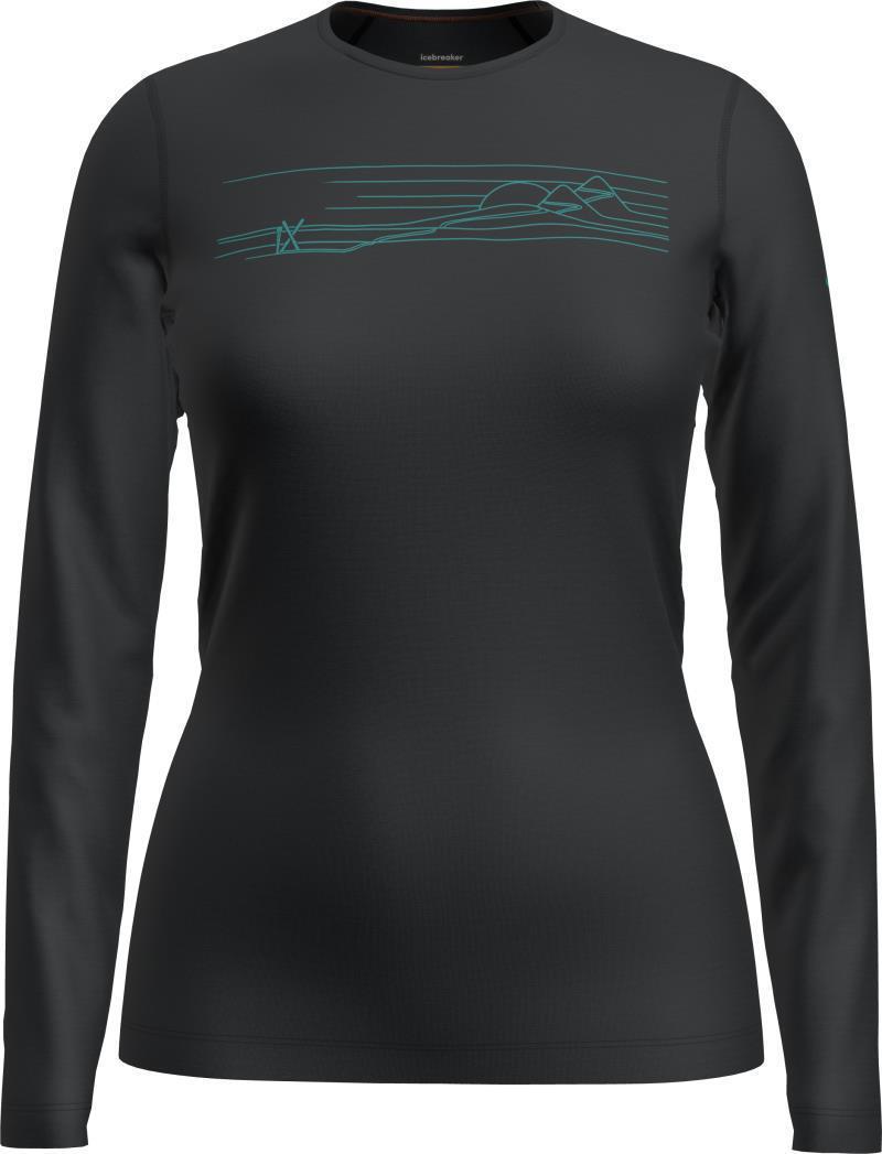 200 Oasis LS Crewe - Ski Stripes - Womens - Black 1