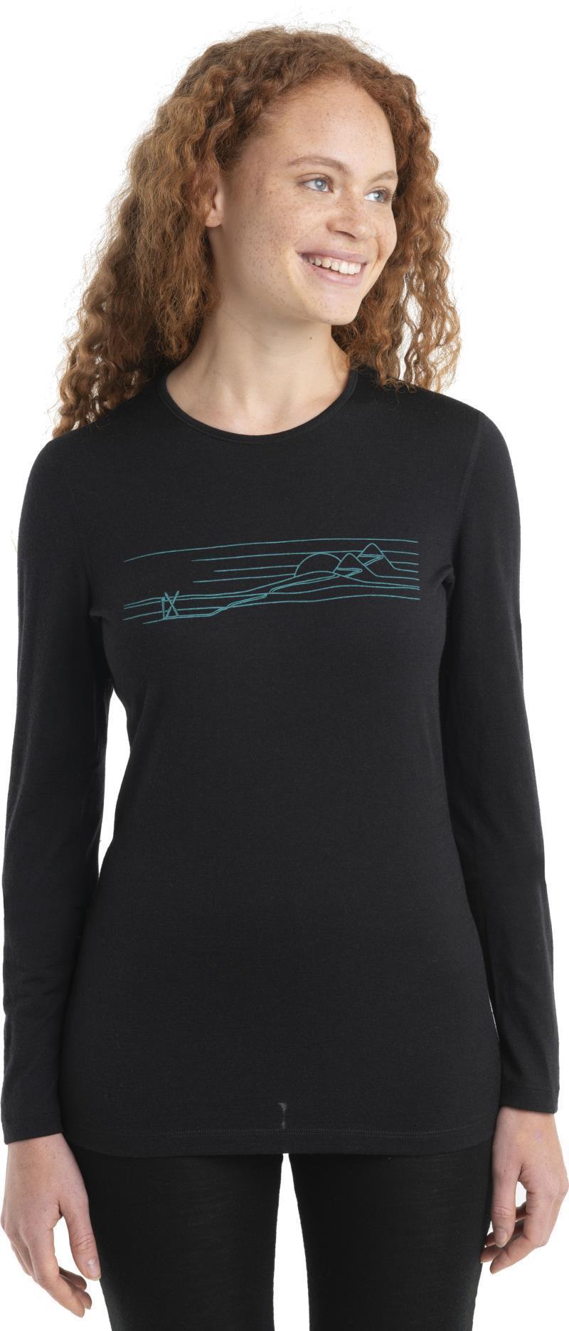 200 Oasis LS Crewe - Ski Stripes - Womens - Black 2