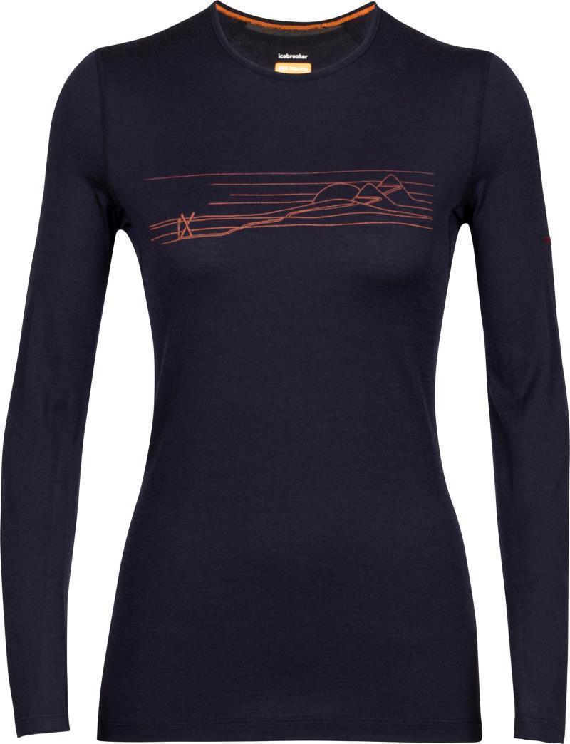 200 Oasis LS Crewe - Ski Stripes - Womens - Midnight Navy 1